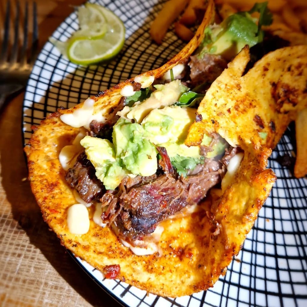 Taco joue de bœuf effilochée